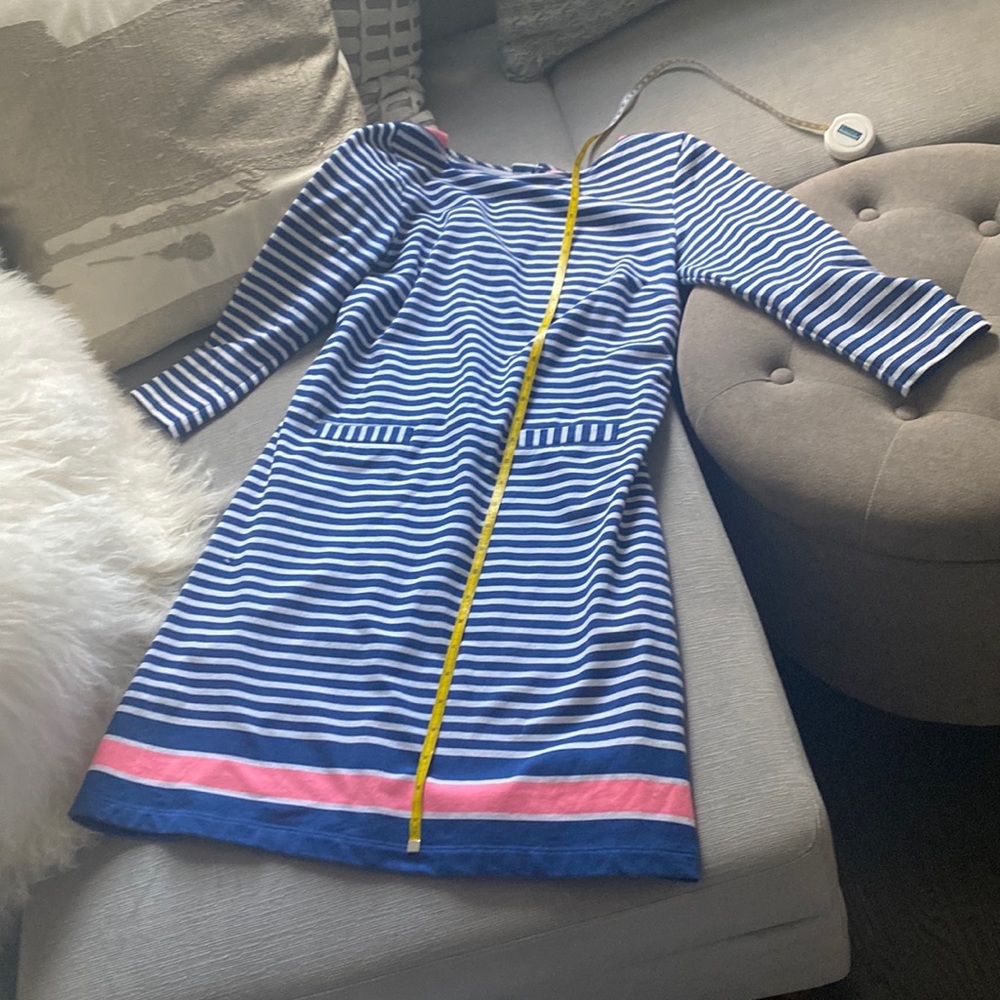 Lilly Pulitzer shift dress with sleeves striped blue white pink
